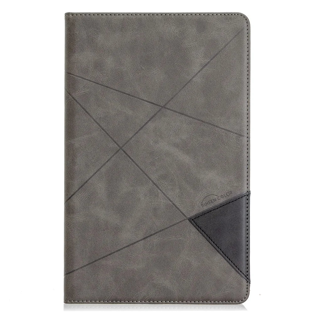 Geometric Pattern Stand Leather Smart Cover for Samsung Galaxy Tab A 10.5 (2018) T590 T595 - Grey - 2