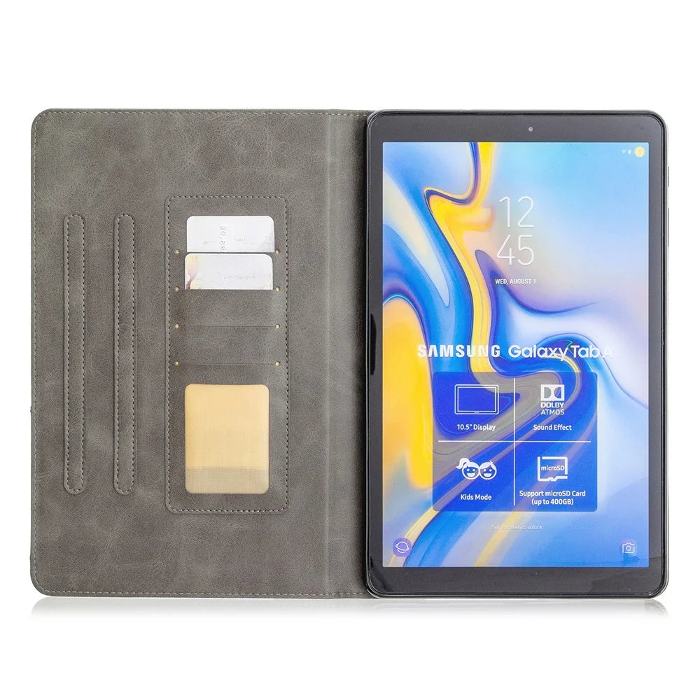 Geometric Pattern Stand Leather Smart Cover for Samsung Galaxy Tab A 10.5 (2018) T590 T595 - Grey - 4