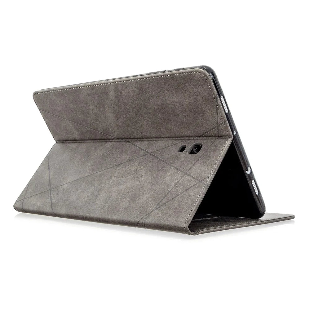 Geometric Pattern Stand Leather Smart Cover for Samsung Galaxy Tab A 10.5 (2018) T590 T595 - Grey - 5