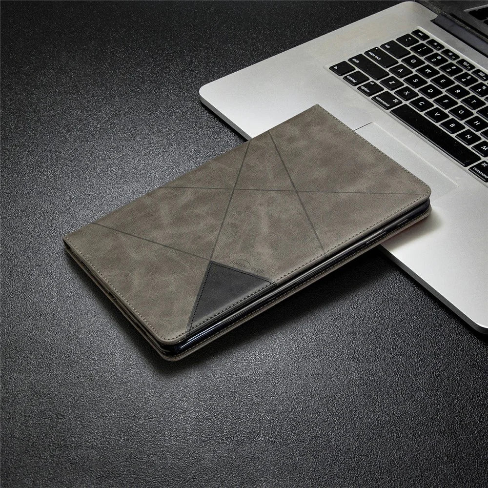 Geometric Pattern Stand Leather Smart Cover for Samsung Galaxy Tab A 10.5 (2018) T590 T595 - Grey - 7