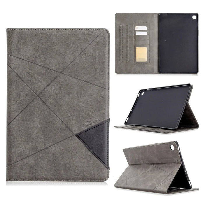 Geometric Pattern Wake/Sleep Leather Stand Case for Samsung Galaxy Tab S5e SM-T720 - Grey - 1