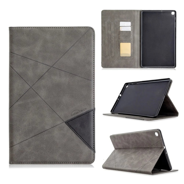 Geometric Pattern Smart Leather Cover with Card Slots for Samsung Galaxy Tab A 10.1 (2019) T510 - Grey - 1