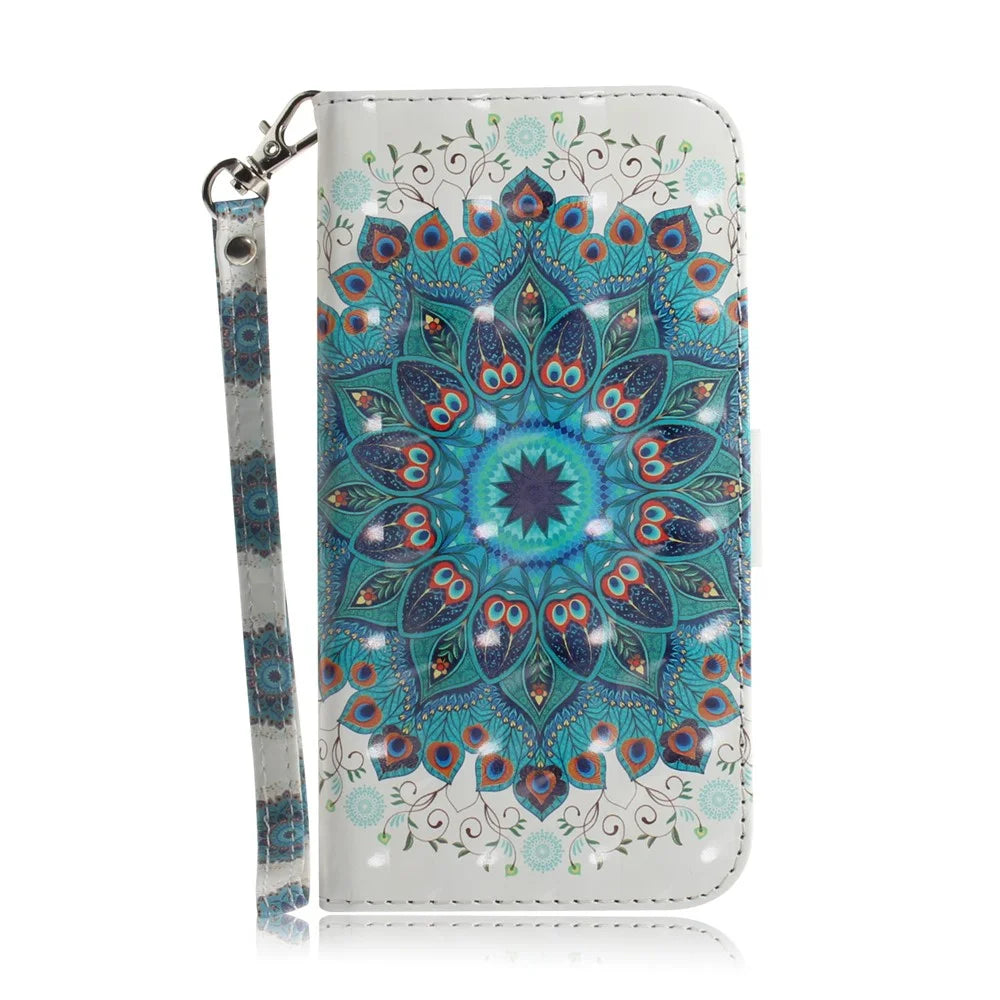 Pattern Printing Light Spot Decor Leather Wallet Phone Case Cover for Samsung Galaxy A31 - Mandala - 2