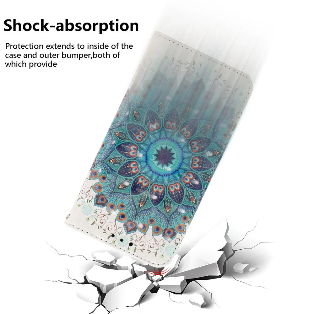 Pattern Printing Light Spot Decor Leather Wallet Phone Case Cover for Samsung Galaxy A31 - Mandala - 5