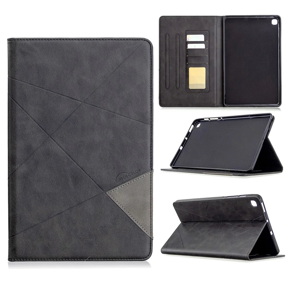 Geometric Pattern Stand Leather Smart Case for Samsung Galaxy Tab S6 Lite (2020) P610 P615 / (2022) / (2024) - Black - 1