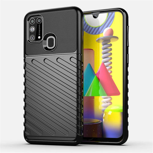 Thunder Series Twill Texture Soft TPU Phone Cover for Samsung Galaxy M31 / F41 / M31 Prime / M21s - Black - 1