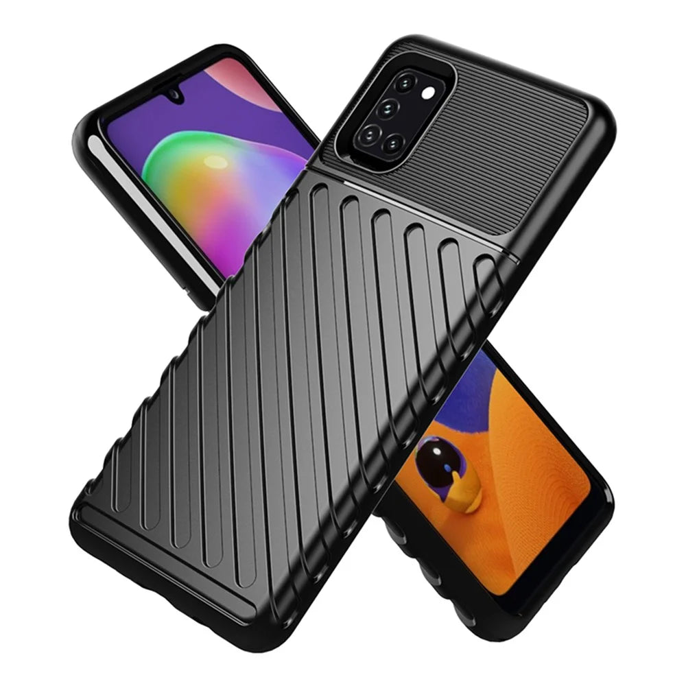 Thunder Series Twill Texture Soft TPU Phone Shell for Samsung Galaxy A31 - Black - 2