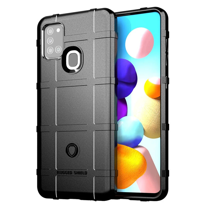 Anti-shock Square Grid Texture Thicken TPU Shell for Samsung Galaxy A21s - Black - 1