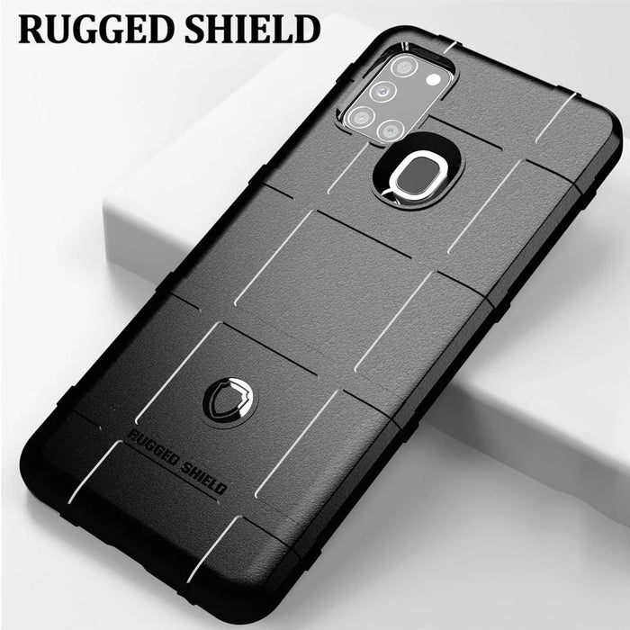 Anti-shock Square Grid Texture Thicken TPU Shell for Samsung Galaxy A21s - Black - 2