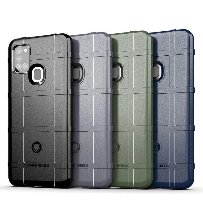 Anti-shock Square Grid Texture Thicken TPU Shell for Samsung Galaxy A21s - Black - 3