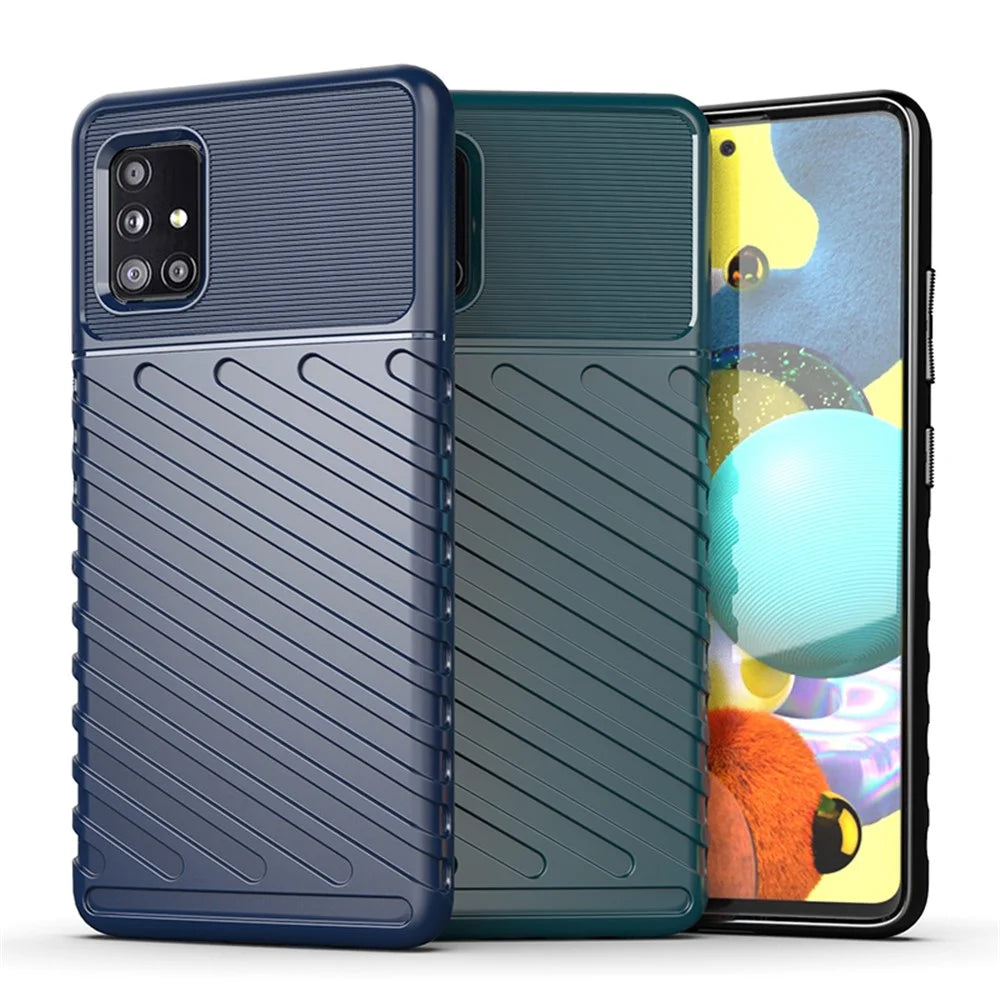 Thunder Series Twill Skin TPU Phone Cover Case for Samsung Galaxy A51 5G SM-A516 - Black - 3