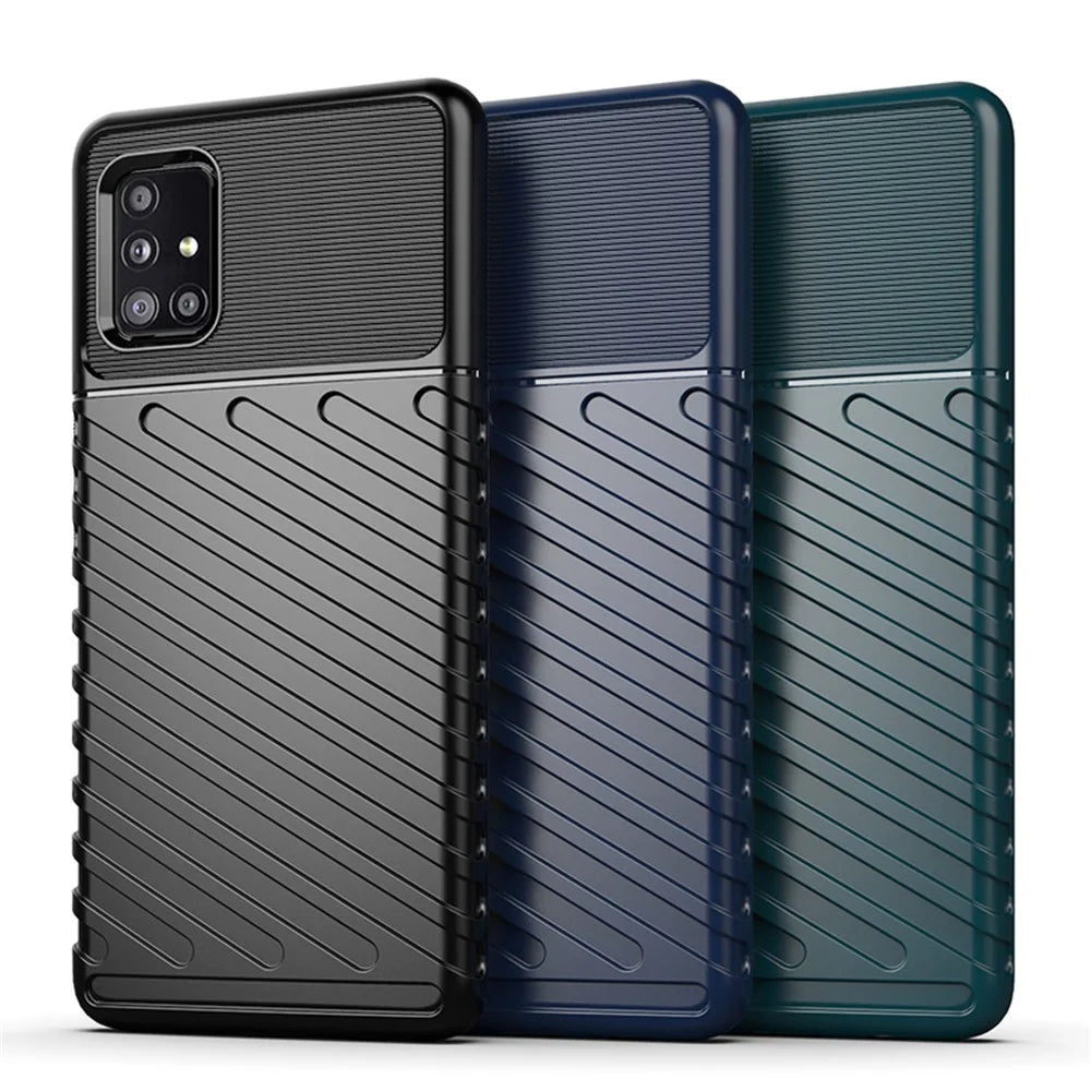 Thunder Series Twill Skin TPU Phone Cover Case for Samsung Galaxy A51 5G SM-A516 - Black - 4