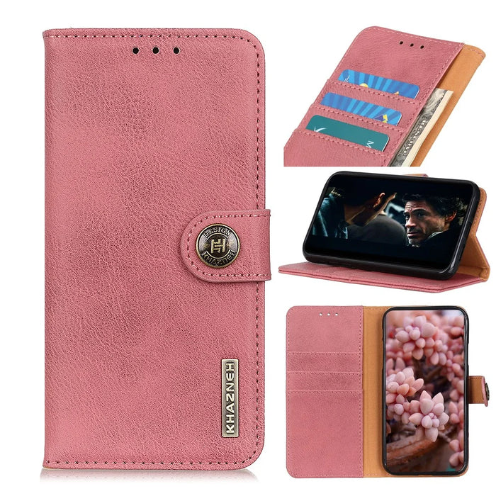 KHAZNEH Leather Wallet Stand Case for Samsung Galaxy A21s - Pink - 1