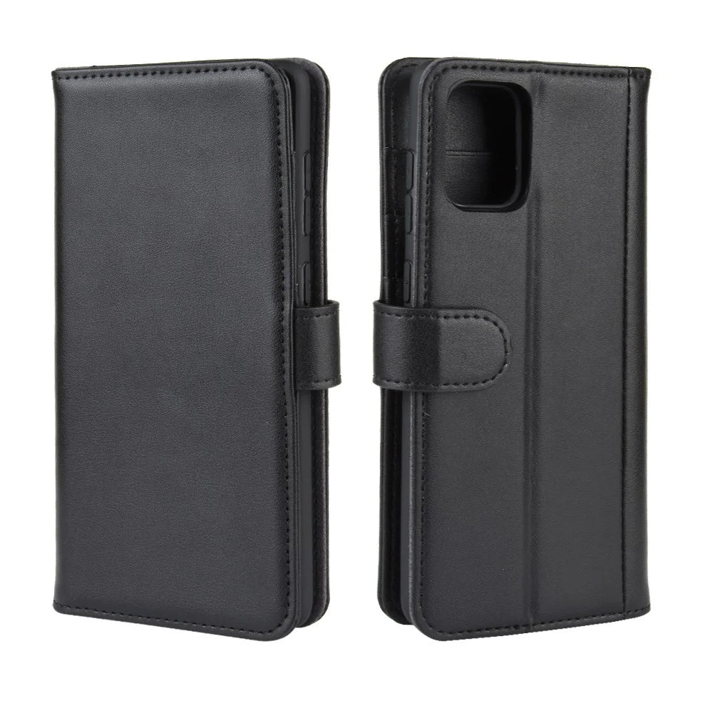 For Samsung Galaxy A51 5G SM-A516 Phone Cases Genuine Split Leather Wallet Mobile Cover Stand - Black - 2