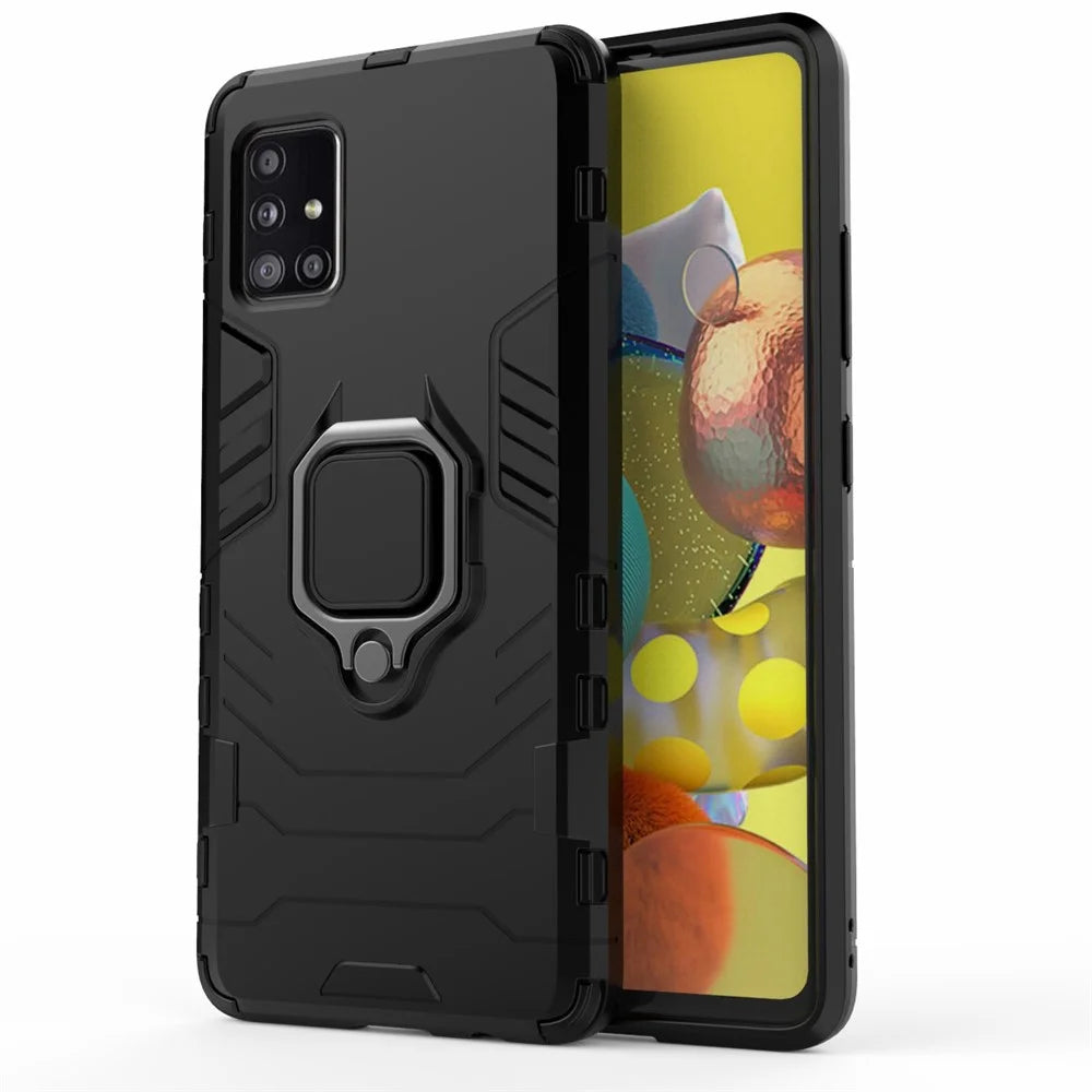 Cool Guard Ring Holder Kickstand PC TPU Hybrid Case Protective Shell for Samsung Galaxy A51 5G SM-A516 - Black - 2