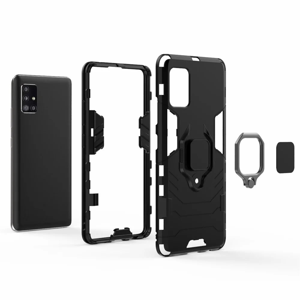 Cool Guard Ring Holder Kickstand PC TPU Hybrid Case Protective Shell for Samsung Galaxy A51 5G SM-A516 - Black - 4