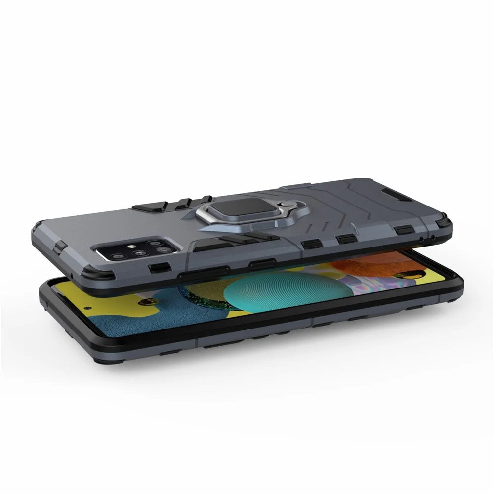 Cool Guard Ring Holder Kickstand PC TPU Hybrid Case Protective Shell for Samsung Galaxy A51 5G SM-A516 - Black - 5