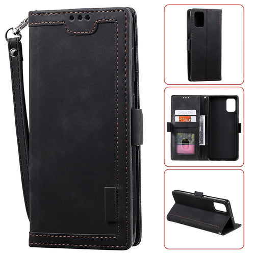 Vintage Splicing Style Leather Shell Protective Case for Samsung Galaxy A71 5G SM-A716 - Black - 1