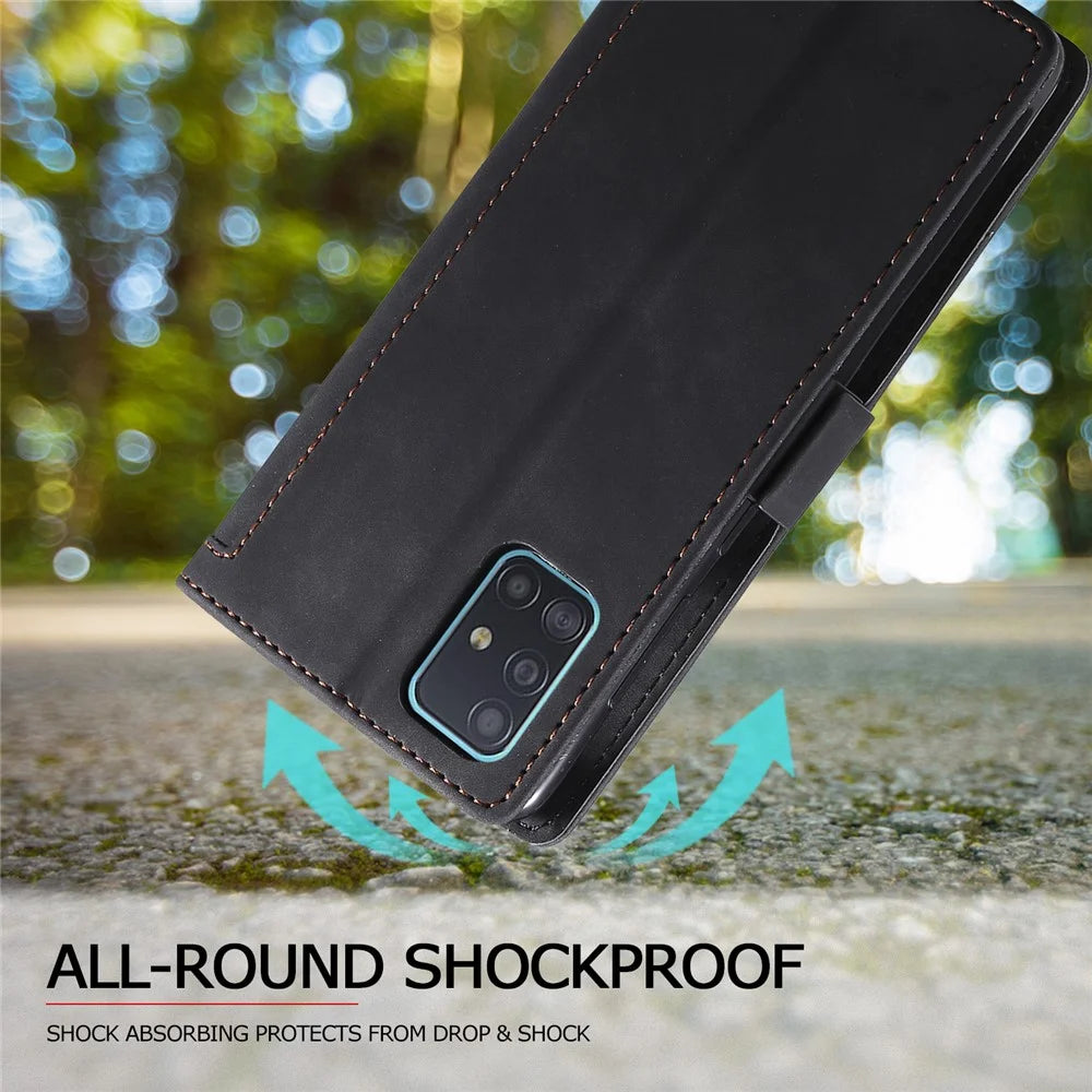 Vintage Splicing Style Leather Shell Protective Case for Samsung Galaxy A71 5G SM-A716 - Black - 2