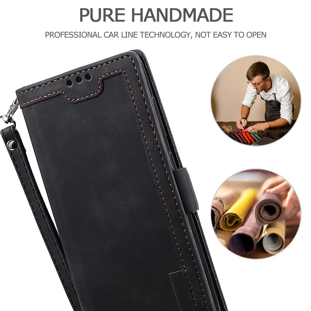 Vintage Splicing Style Leather Shell Protective Case for Samsung Galaxy A71 5G SM-A716 - Black - 6