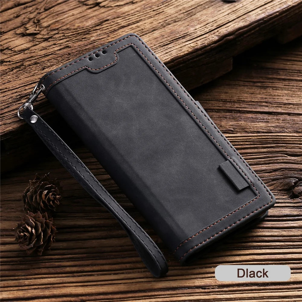 Vintage Splicing Style Leather Shell Protective Case for Samsung Galaxy A71 5G SM-A716 - Black - 7