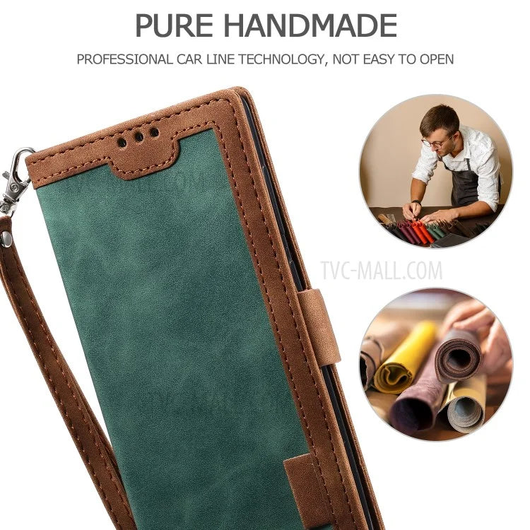 Stylish Retro Splicing Leather Cool Shell for Galaxy A31 - Green - 3