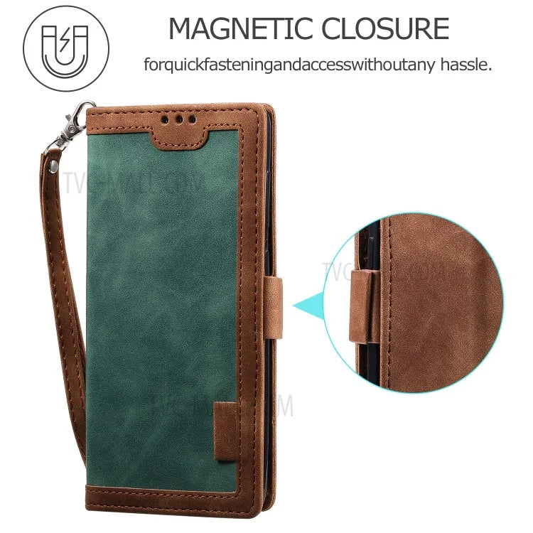 Stylish Retro Splicing Leather Cool Shell for Galaxy A31 - Green - 4