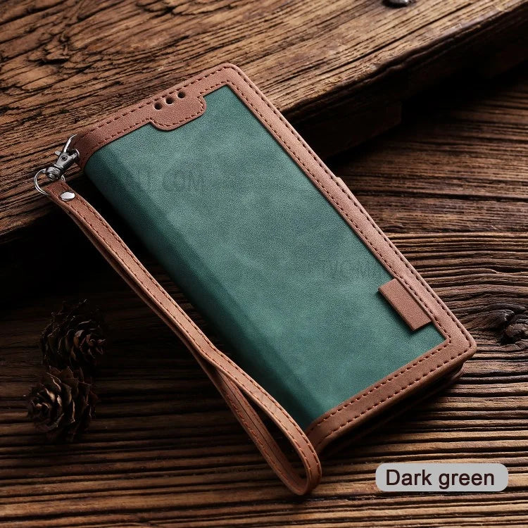 Stylish Retro Splicing Leather Cool Shell for Galaxy A31 - Green - 5