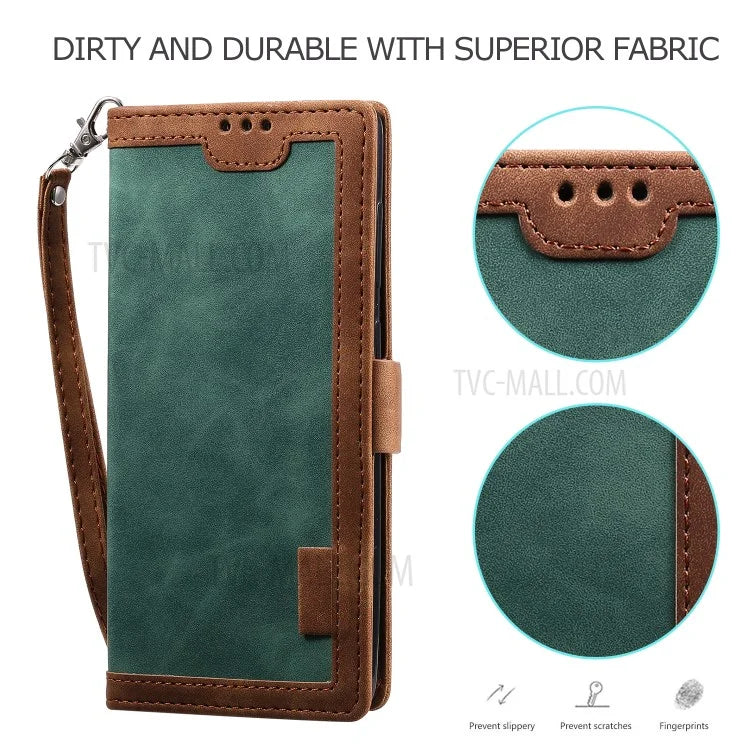 Stylish Retro Splicing Leather Cool Shell for Galaxy A31 - Green - 6