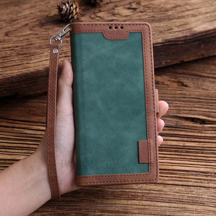 Stylish Retro Splicing Leather Cool Shell for Galaxy A31 - Green - 7