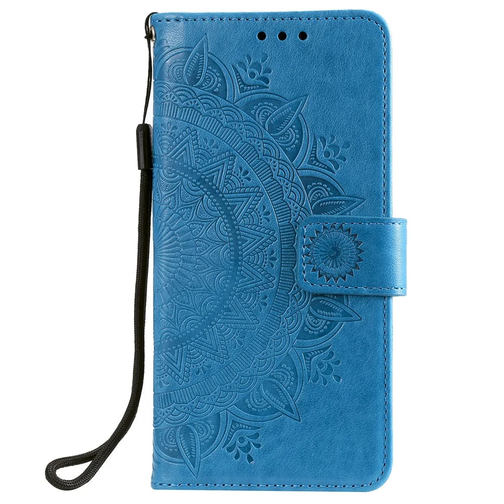 Imprint Flower Leather Stylish Cover for Samsung Galaxy M30s/M21 - Blue - 2