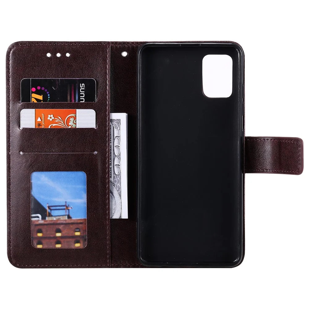 Imprint Flower Leather Cool Wallet Case for Samsung Galaxy A31 - Brown - 6
