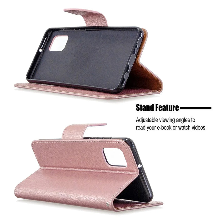 Litchi Surface with Wallet Leather Stand Case for Samsung Galaxy A31 - Rose Gold - 2