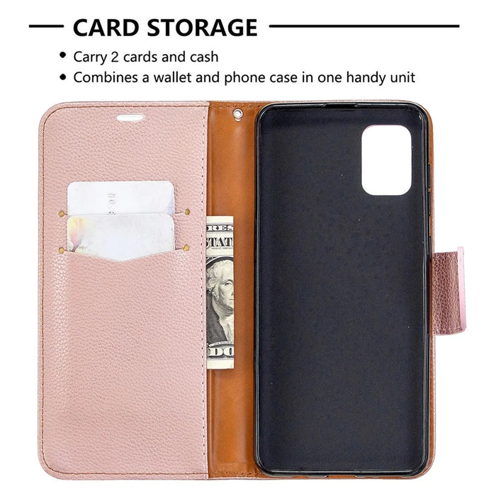 Litchi Surface with Wallet Leather Stand Case for Samsung Galaxy A31 - Rose Gold - 3