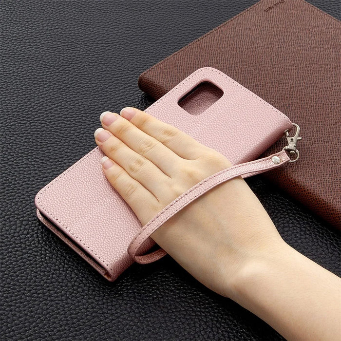 Litchi Surface with Wallet Leather Stand Case for Samsung Galaxy A31 - Rose Gold - 6