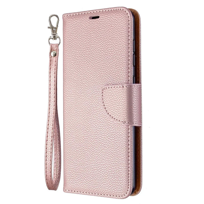 Litchi Surface with Wallet Leather Stand Case for Samsung Galaxy A31 - Rose Gold - 7