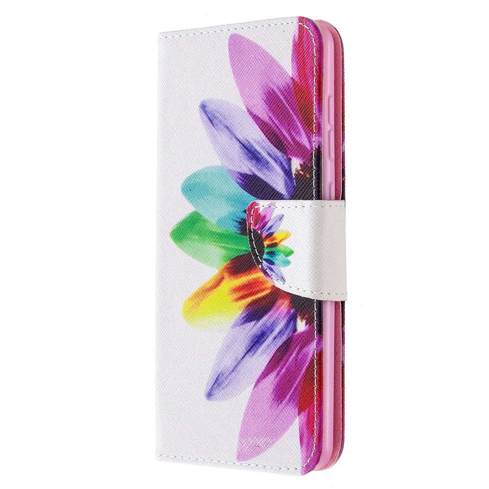 Pattern Printing Leather Wallet Protective Case for Samsung Galaxy A31 - Colorful Petal - 6