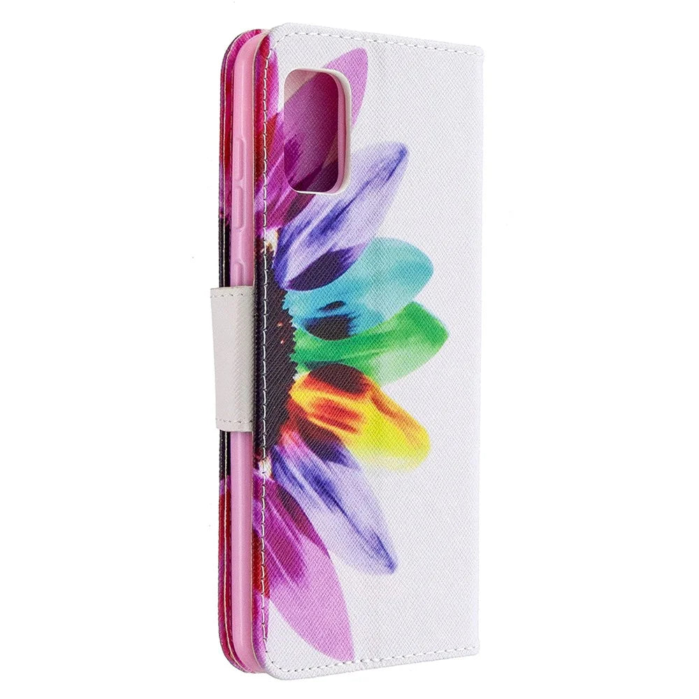 Pattern Printing Leather Wallet Protective Case for Samsung Galaxy A31 - Colorful Petal - 7