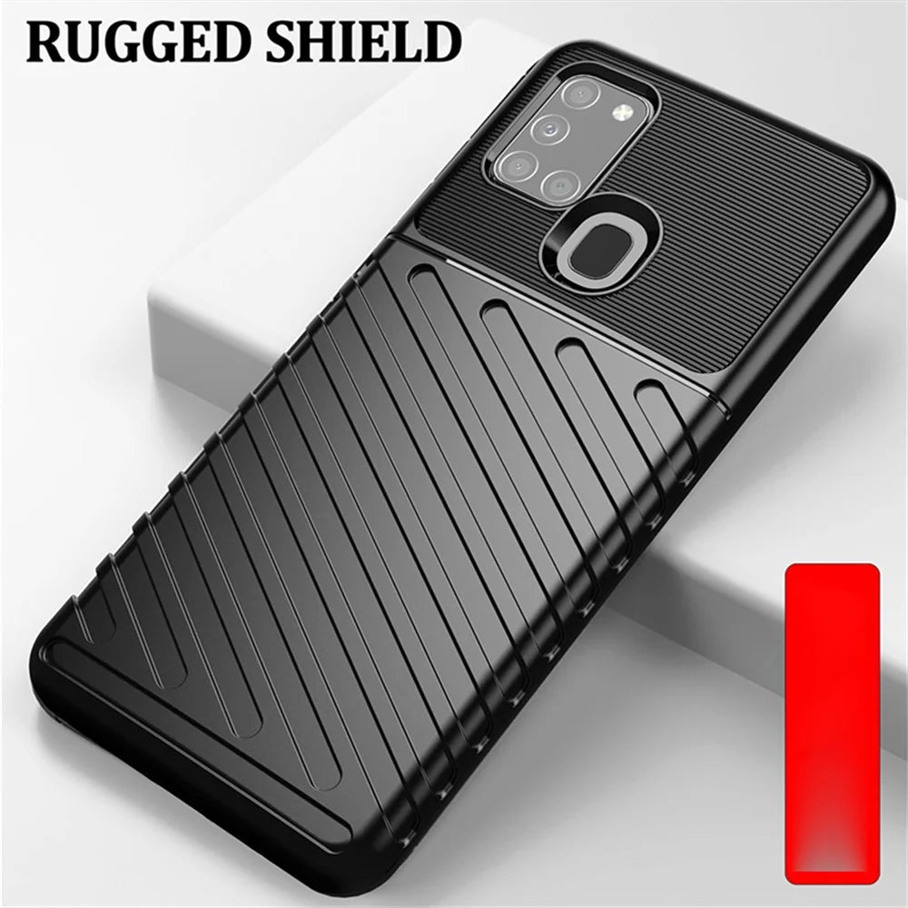 Thunder Series Twill Texture TPU Protector Case for Samsung Galaxy A21s - Black - 2