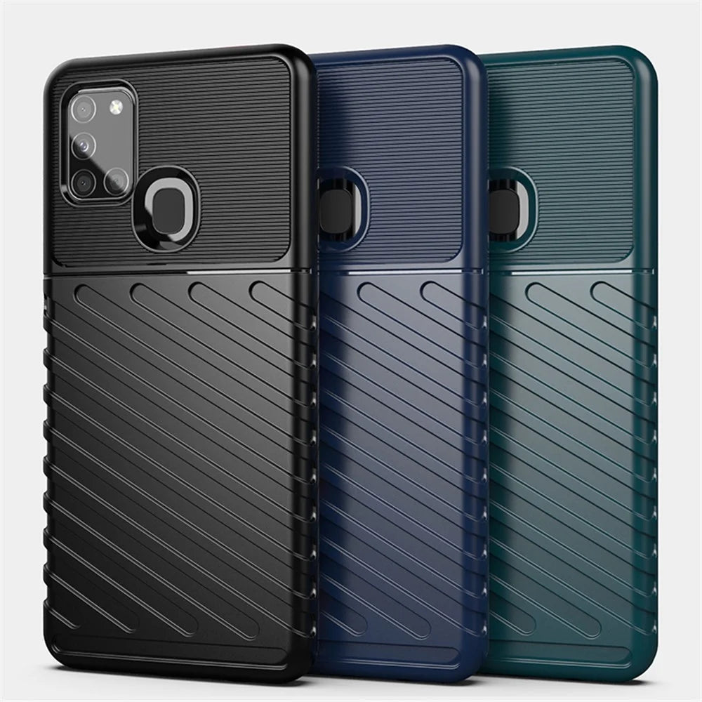 Thunder Series Twill Texture TPU Protector Case for Samsung Galaxy A21s - Black - 4