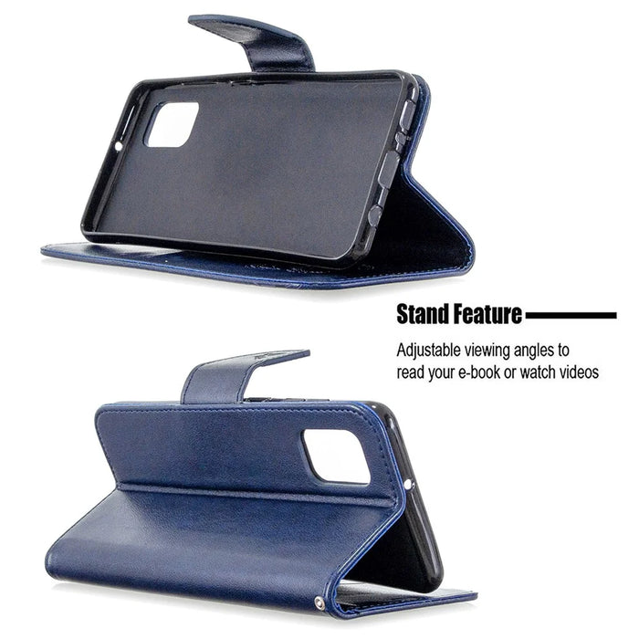 Imprint Butterfly Wallet Leather Shell for Samsung Galaxy A31 - Blue - 2