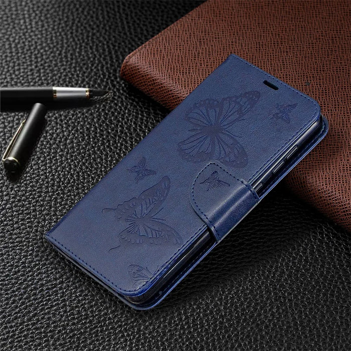 Imprint Butterfly Wallet Leather Shell for Samsung Galaxy A31 - Blue - 4