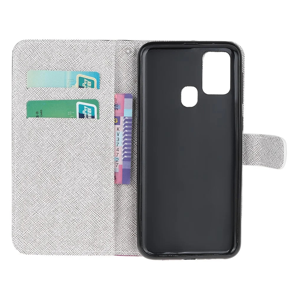 Pattern Printing Cross Texture Leather Mobile Cover for Samsung Galaxy M21 / M30s - Butterfly and Flowers - 6
