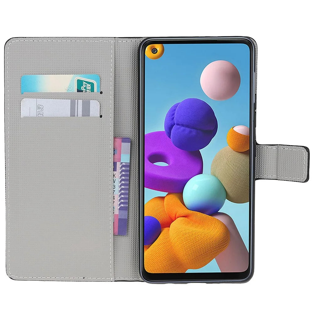 Pattern Printing Leather Wallet Stand Case for Samsung Galaxy A21s Anti-Scratch Surface Phone Shell - Retro UK Flag - 2