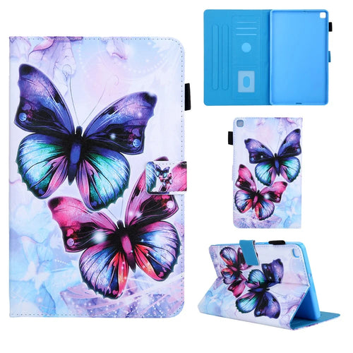 Pattern Printing Leather Card Holder Tablet Protective Case for Samsung Galaxy Tab A 8.0 Wi-Fi (2019) SM-T290 - Butterfly - 1