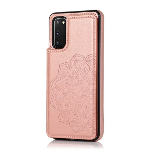 Imprint Mandala Flower PU Leather + TPU Phone Casing for Samsung Galaxy S20 4G/S20 5G - Rose Gold - 1