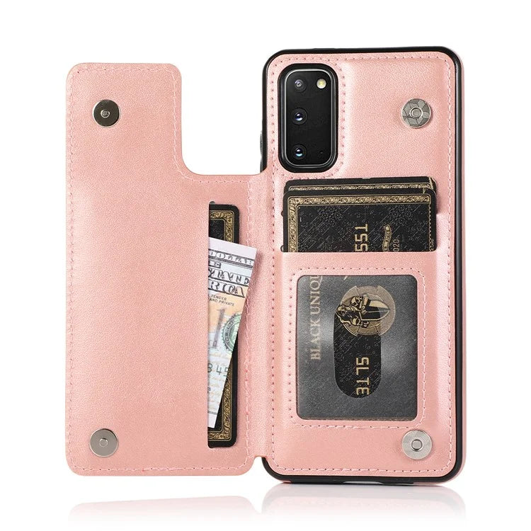 Imprint Mandala Flower PU Leather + TPU Phone Casing for Samsung Galaxy S20 4G/S20 5G - Rose Gold - 5
