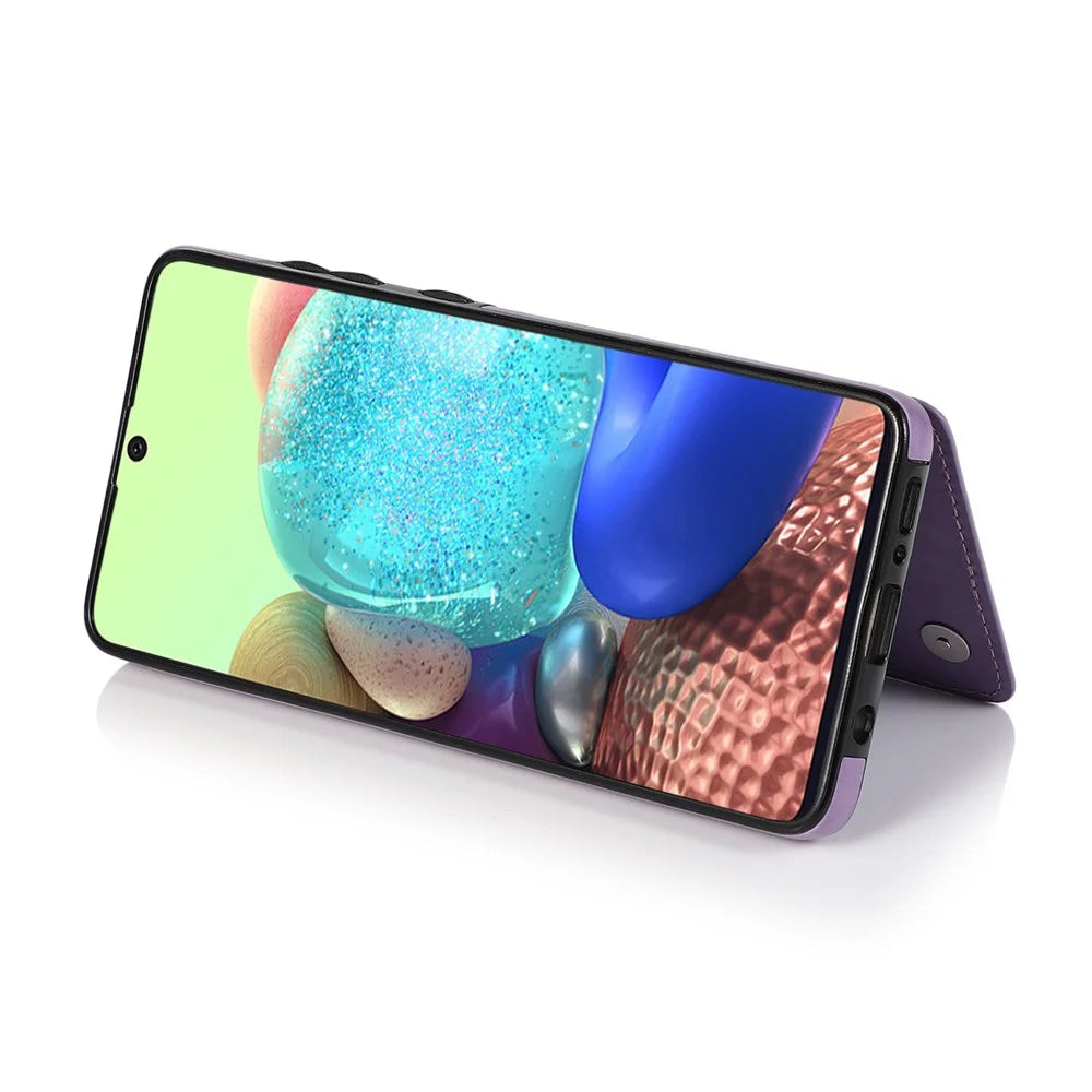 Imprint Mandala Flower PU Leather + TPU Shell for Samsung Galaxy A71 SM-A715 - Purple - 5