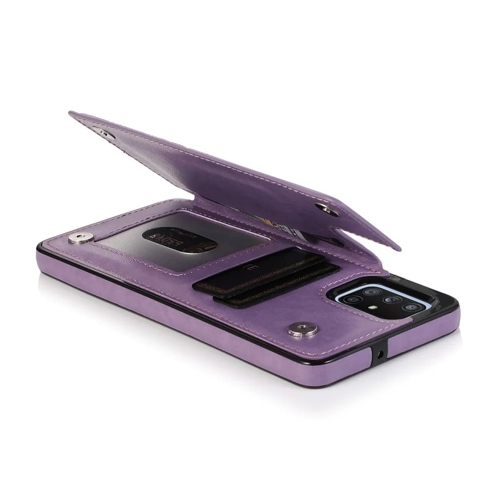 Imprint Mandala Flower PU Leather + TPU Shell for Samsung Galaxy A71 SM-A715 - Purple - 6