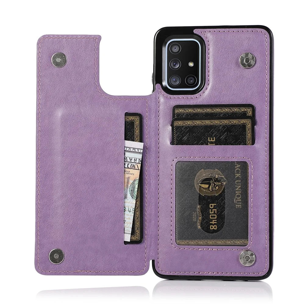 Imprint Mandala Flower PU Leather + TPU Shell for Samsung Galaxy A71 SM-A715 - Purple - 7